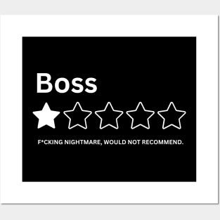 I Hate My Boss Antiwork Office Humor One Star Review Rating I Hate My Job Posters and Art